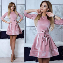 Load image into Gallery viewer, Pink Velvet Party Dress