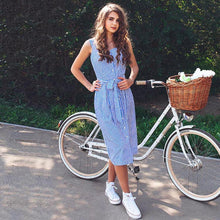 Load image into Gallery viewer, Blue Striped Sleeveless Dress