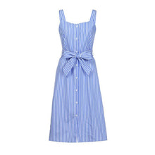 Load image into Gallery viewer, Blue Striped Sleeveless Dress