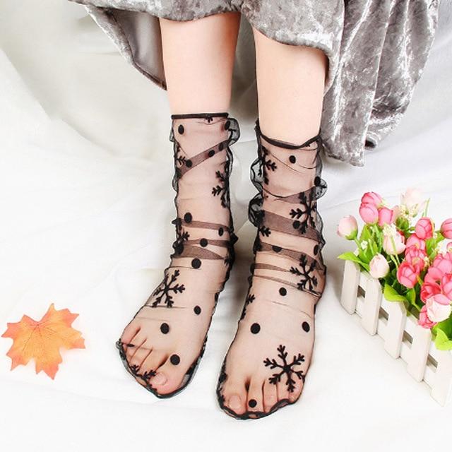 Sexy Retro Lace Floral Socks