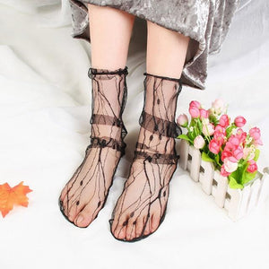 Sexy Retro Lace Floral Socks