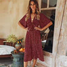 Load image into Gallery viewer, V Neck Wrap Boho Dress