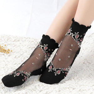 Elastic Crystal Glass Silk Socks