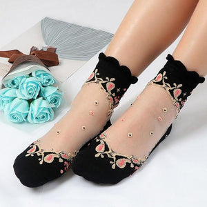 Elastic Crystal Glass Silk Socks