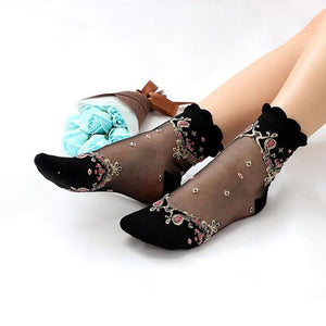 Elastic Crystal Glass Silk Socks