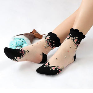 Elastic Crystal Glass Silk Socks