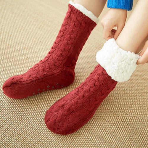 Solid Cotton Wool Bed Socks