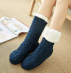 Solid Cotton Wool Bed Socks